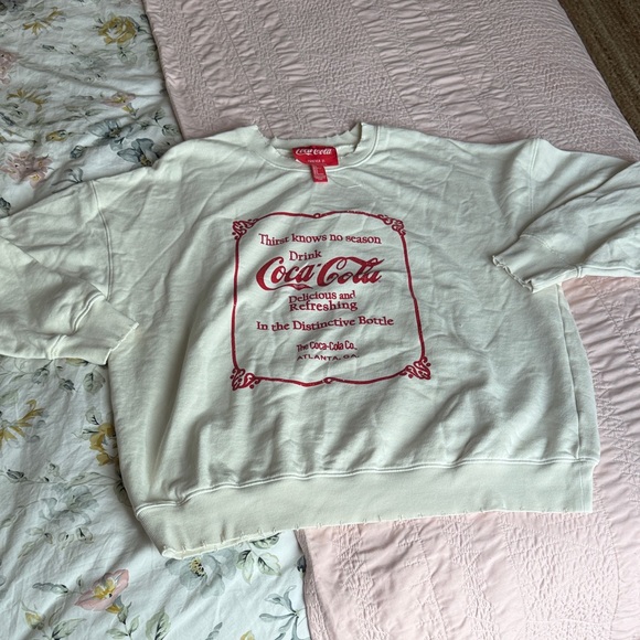 Coca-Cola Cream Sweatshirt with Red Print - Picture 1 of 7